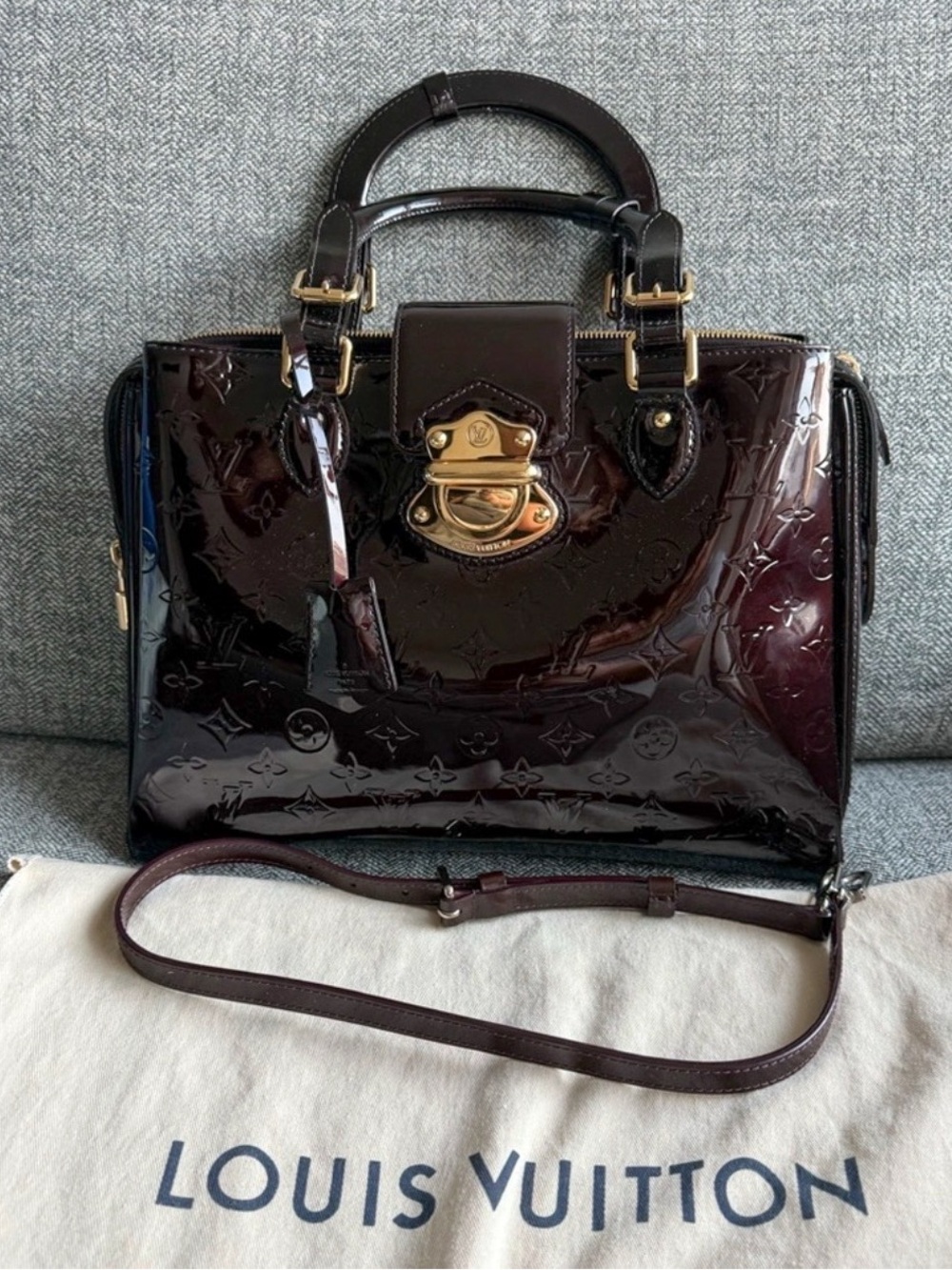 Authentic Louis Vuitton Amaranthe Patent Leather Vernis Melrose Avenue Bag!